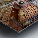 Grand ornate library interior with books columns and visitors Metal print