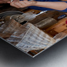 Street stall in Tokyo serving coffee and tea to customers Metal print