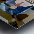 Sushi bar in Shibuya district with chefs and guests enjoying mea Metal print