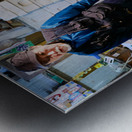 Fish market in Tokyo shows variety of seafood and local seller Metal print