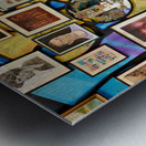 Flea market scene in Monastiraki Athens with colorful wall art Metal print