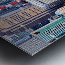 Osaka financial district at dusk with city lights and busy stree Metal print