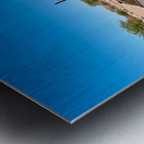 Classic car wreck rests in the Namib desert under a clear sky Metal print