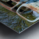 Classic car wreck in Namibias desert environment Metal print