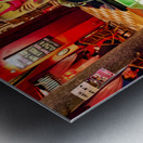 Smiling women enjoy fish foot spa. Metal print