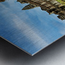 Angkor Wat temple complex with green grass and blue sky. Metal print