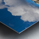 Sydney Harbour skyline with bridge and buildings under clouds. Metal print