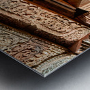 Ancient Cambodian temple with intricate carvings and stone statu Metal print