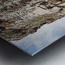 Ancient stone faces carved into Bayon Temple Cambodia. Metal print