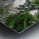 Giant tree roots engulf ancient temple ruins. Metal print