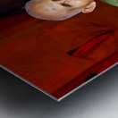 Elderly person in traditional clothing sitting calmly. Impression metal