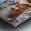 Portrait of Himba woman and child in Kunene region of Namibia Metal print