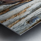 Old woman of Zemba Bantu ethnic group sits near wooden wall in N Metal print