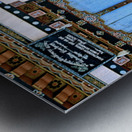 Phallus painting on a building wall with windows and shop sign. Metal print