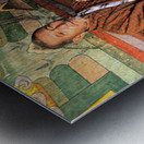 Bhutanese man with prayer beads and spinning prayer wheel. Metal print