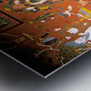 Vibrant wall murals and an ornate red door. Metal print