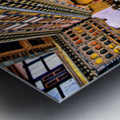 Vibrant ornate Bhutanese temple architecture and stone courtyar Metal print