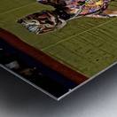 Vibrant masked dancer performs traditional dance. Metal print