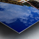 Traditional Bhutanese building with stone courtyard under a clou Metal print