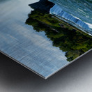 Niagara Falls with city skyline and boat. Metal print