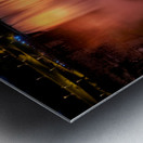 Niagara Falls illuminated orange at night. Metal print