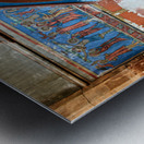 Old wall art and stone altar inside Saint Pierre le Jeune church Metal print