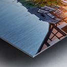 Evening in Petit France with timber framed houses by water Metal print