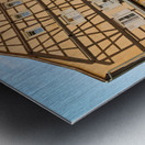 Dining by the canal in Colmar with timber framed houses in view Metal print