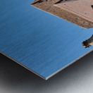 Visitors walk through Colmar on sunny day near timber framed hou Metal print