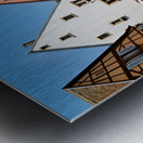 Visitors enjoy Saint Leon square in Eguisheim Alsace on a sunny Metal print