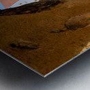 Visitors enjoy Saint Leon square in Eguisheim Alsace on wine rou Metal print