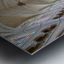 Chartres Cathedral inside with tall arches and wooden chairs Metal print