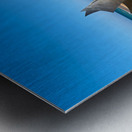 Visit to Omaha Beach in Normandy France with memorial sculpture Metal print