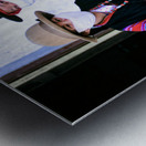 Masked individuals in traditional clothing hold hands in Tibet Metal print