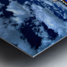 Colorful Tibetan tent with people under a cloudy sky in Tibet Metal print