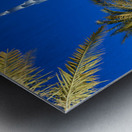 Burj Khalifa stands tall at night with light reflections in Duba Metal print