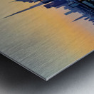 Swimming in infinity pool overlooking Dubai skyline at sunset Metal print