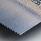 Dubai cityscape shows buildings water and desert from above Metal print