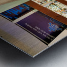 Indoor waterfall with diver sculptures in a mall in Dubai UAE Metal print