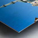 Middle Eastern street scene with mosque and market in Dubai UAE Metal print