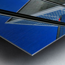 Dining area in Paris with modern building under clear sky Metal print