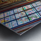 Ornate golden altarpiece and vibrant stained glass windows in a  Metal print