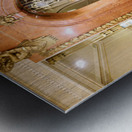 Elegant interior with red carpeted staircase and ornate gold det Metal print