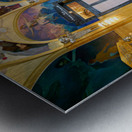 Ornate historic hall with murals arches and elegant seating. Metal print