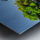 Vibrant Chinese garden with koi pond and visitors in Shanghai Metal print