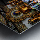 Worshippers offer prayers in a Buddhist temple in Shanghai Chin Metal print