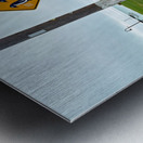 Penguin crossing sign alerts wildlife in Oamaru NZ Metal print