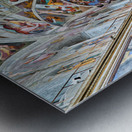 Visitors observe Michelangelos Last Judgement in the Sistine Ch Metal print