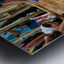 Visitors touch the stone of unction in the Holy Sepulchre Metal print