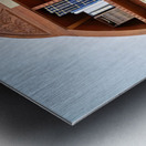 Bookshelf with religious texts in Sephardic synagogues in Jerusa Metal print